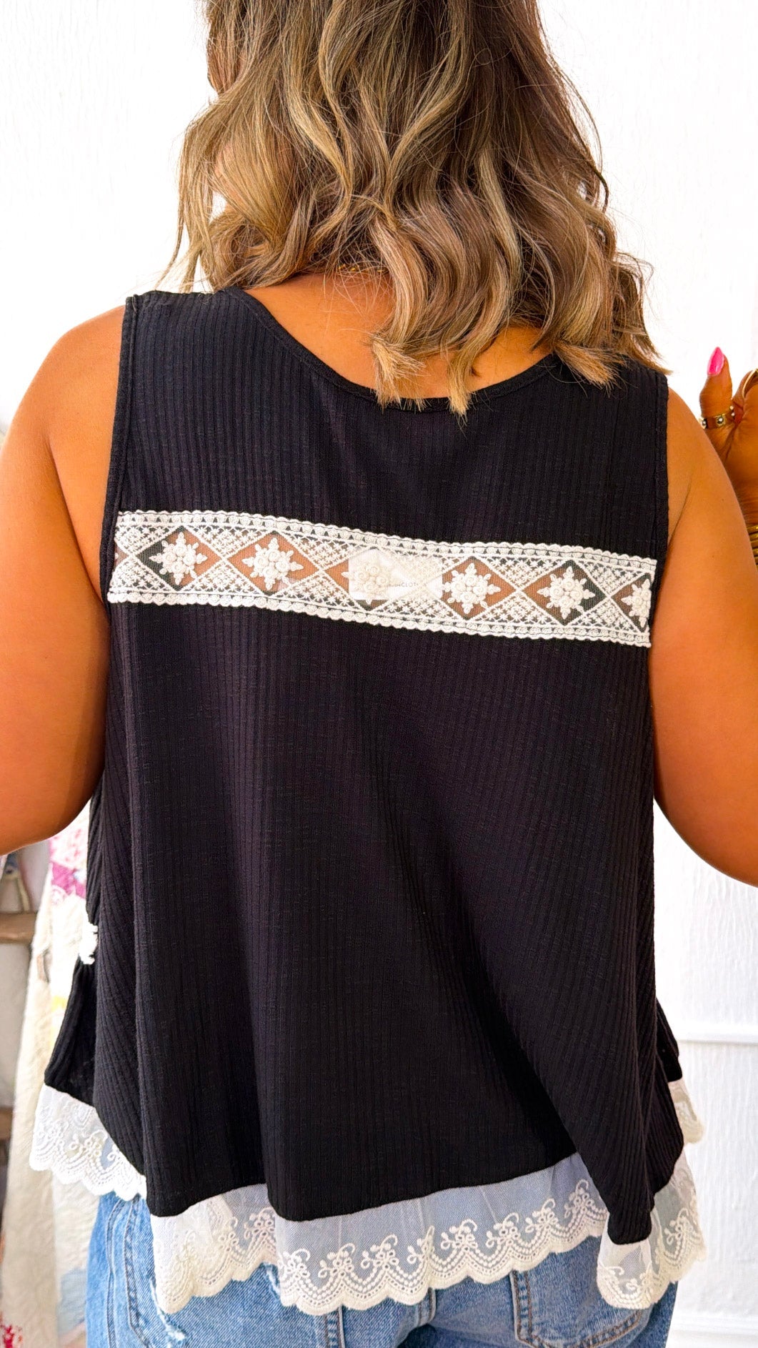 Cassia Button Tank, Black