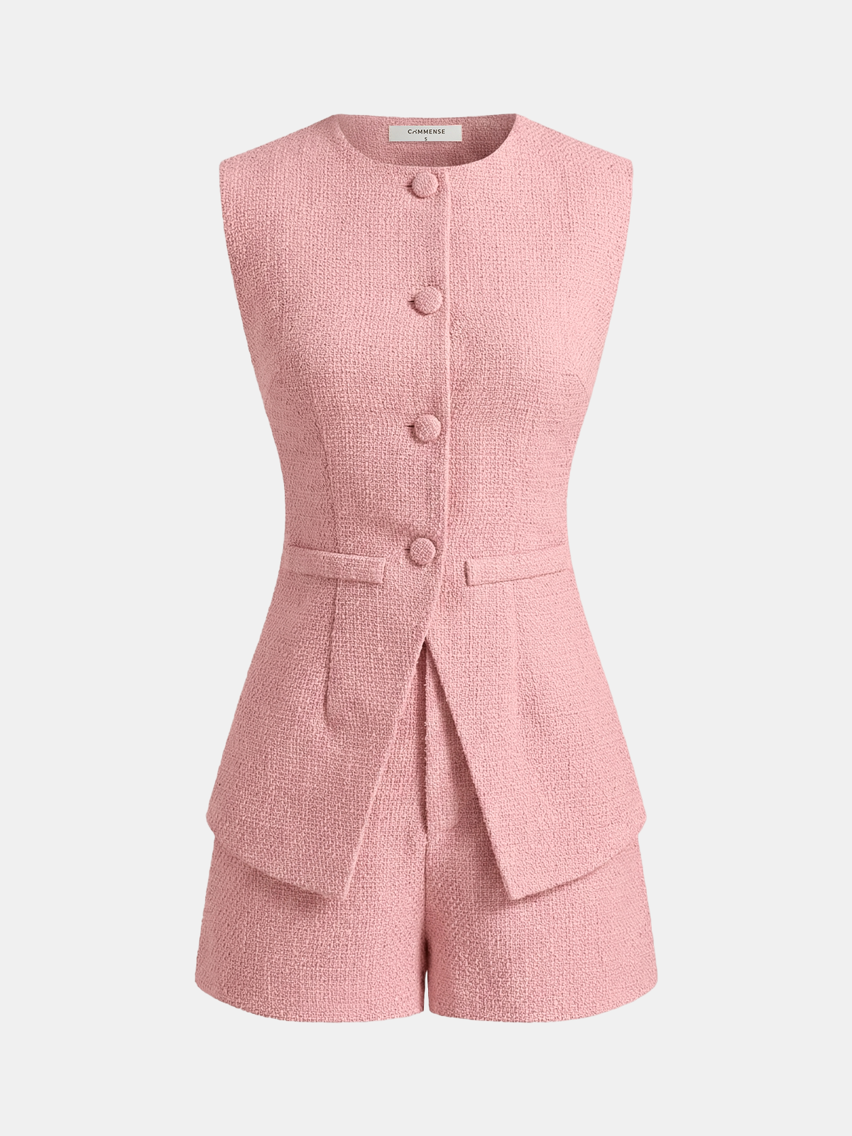 Tweed Sleeveless Vest & Shorts Set