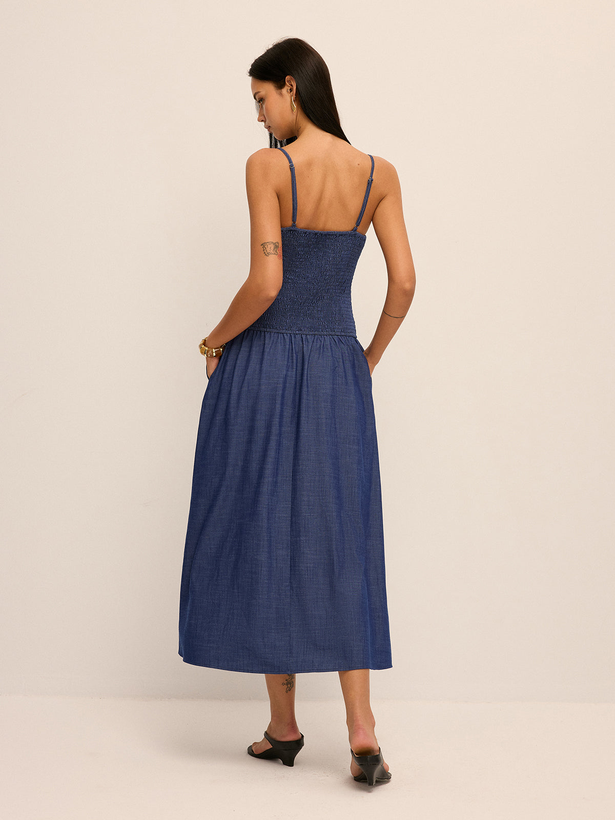 Smocked Bodice Cami Midi Dress