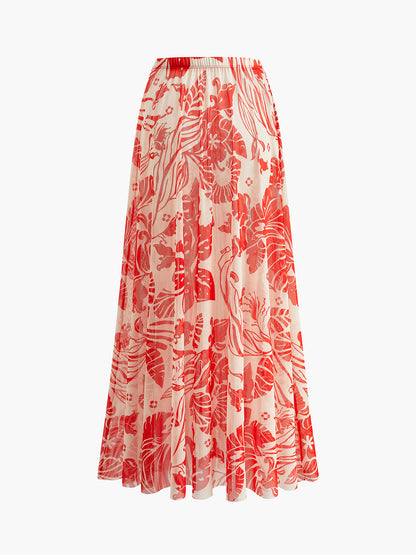 Mesh Printed Cover-Up Skirt