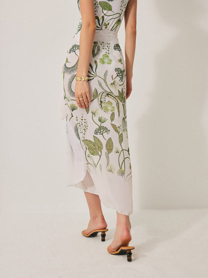 Chiffon Tie-Detail Cover-Up Skirt