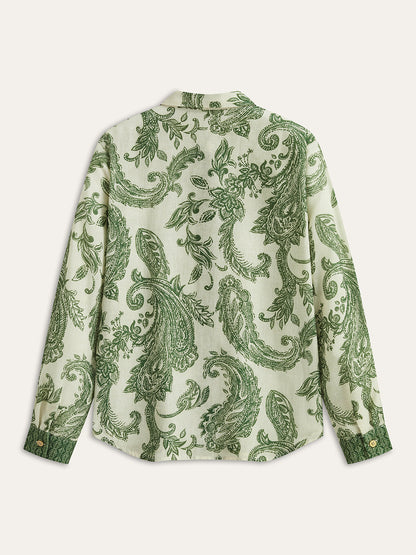 Paisley Print Button-Front Shirt