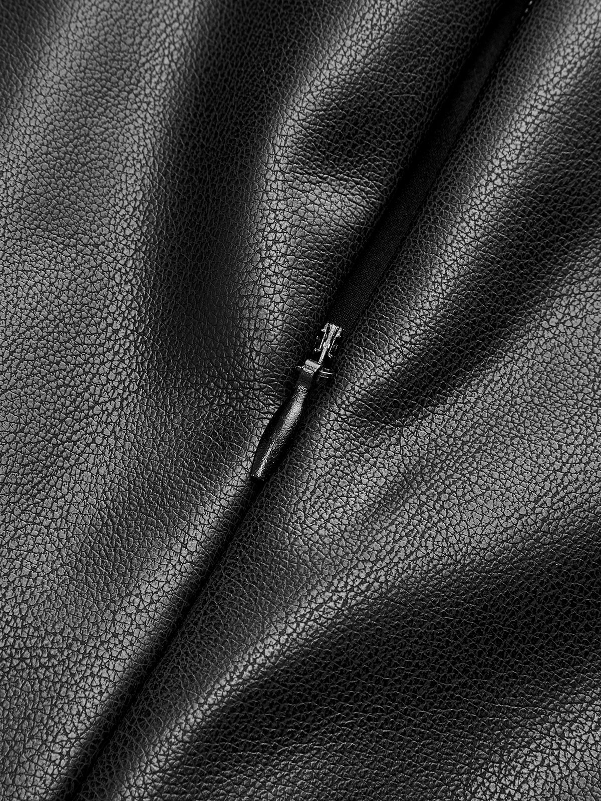 Pleated Panel Sleeveless PU Leather Dress