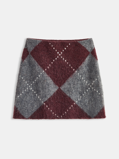 Argyle Wool-Blend Mini Skirt