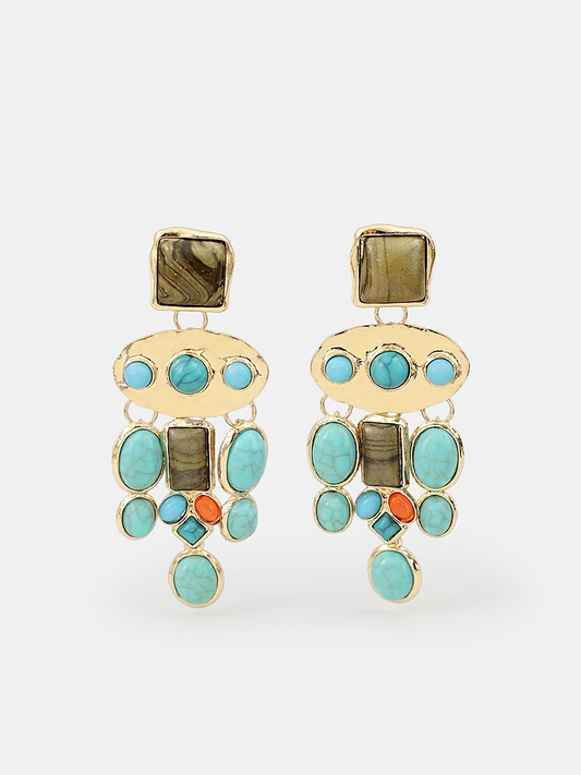 Statement Gemstone Drop Earrings