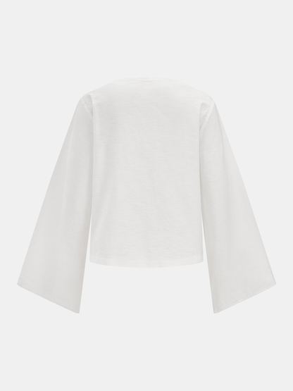 Cotton Tie-Front Blouse & Ruffled Shorts Set