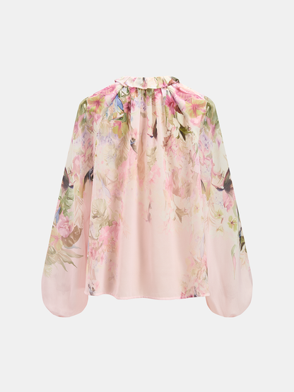 Floral Print Blouse & Belted Shorts Set