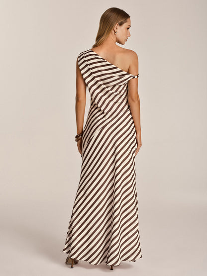 One Shoulder Striped Top & Skirt Set