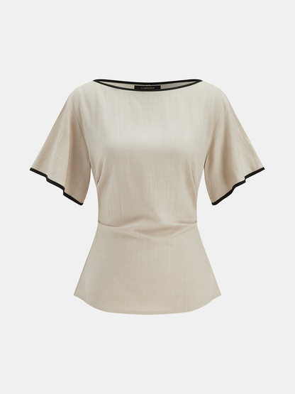 Lyocell Contrast Trim Ruched Top