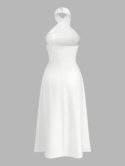Halter Neck Cross Front Maxi Dress