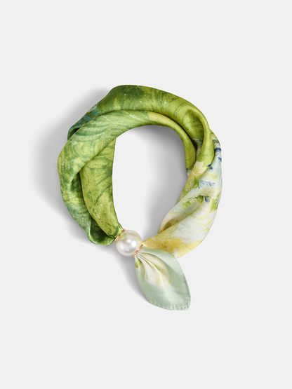 Watercolor Print Magnetic Pearl Scarf