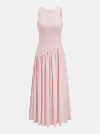 Asymmetric Sleeveless Backless Midi Dress