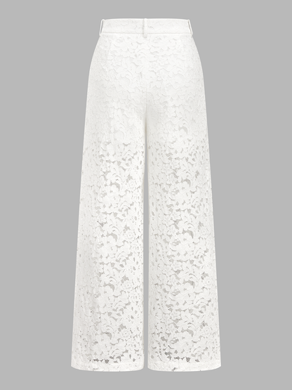 Frog Button Mandarin Collar Lace Vest & Pants Set