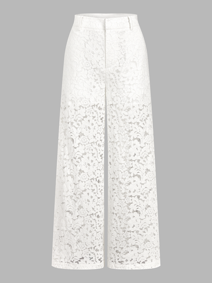 Frog Button Mandarin Collar Lace Vest & Pants Set