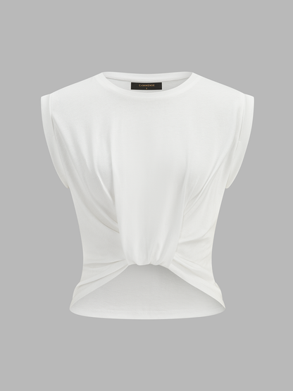 Cotton Twisted Cropped Sleeveless Top