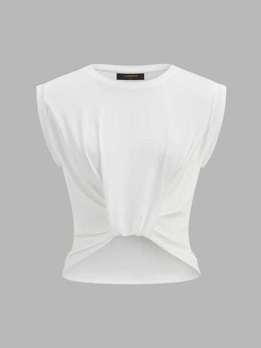 Cotton Twisted Cropped Sleeveless Top