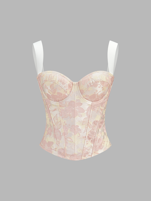 Floral Jacquard Corset Top