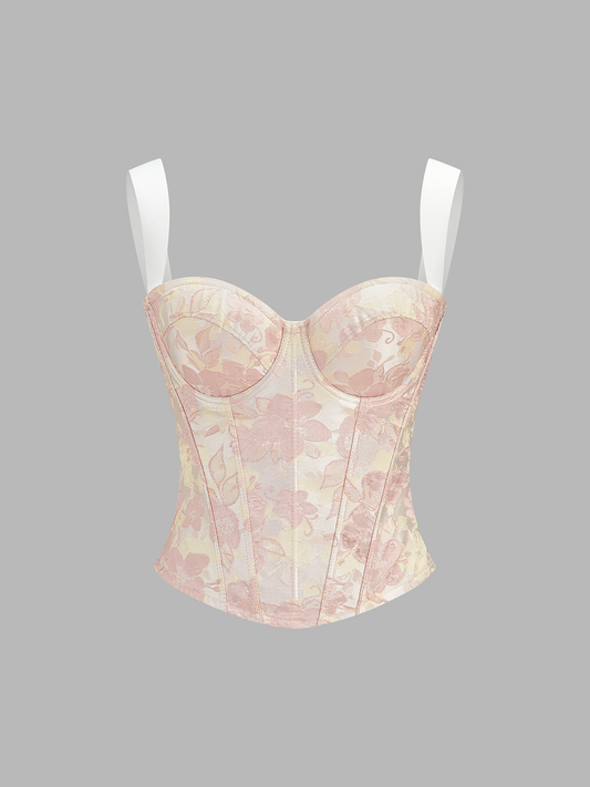 Floral Jacquard Corset Top