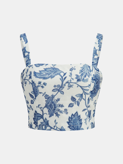 Floral Print Cropped Cami Top & Shorts Set