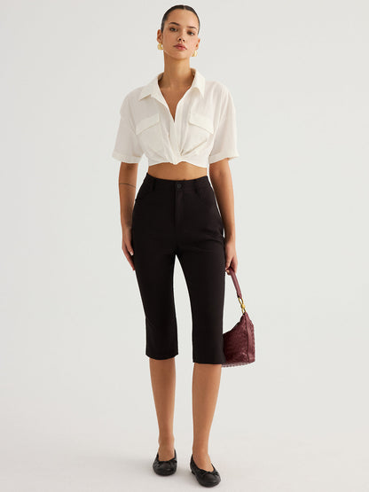 Twisted Cropped Short Sleeve Shirt