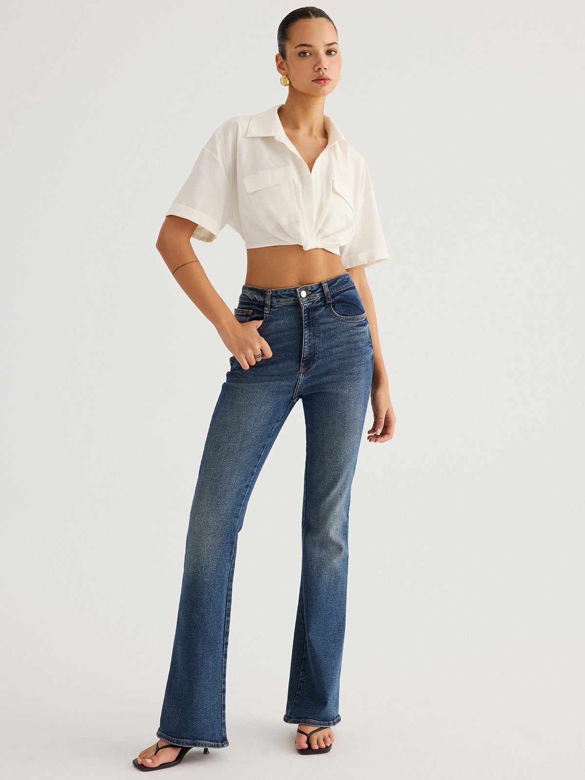 Twisted Cropped Short Sleeve Shirt