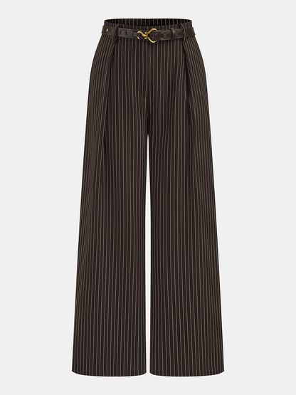 Ruched Sleeveless Top & Striped Pants Set