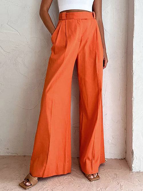 Relaxed Fit Vitamin C Linen Cotton Wide Leg Pants
