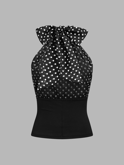 Polka Dot Bow Tie Halter Top
