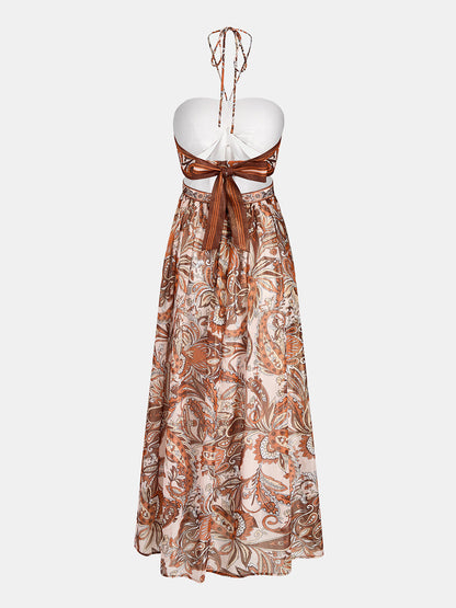 Halter Cutout Paisley Midi Dress