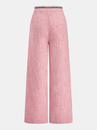 Contrast Trim Tweed Two Piece Pants Set