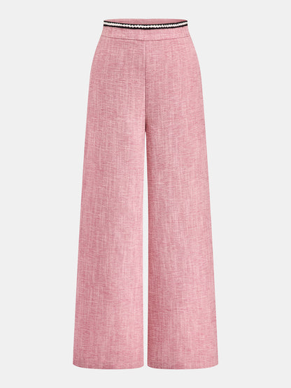 Contrast Trim Tweed Two Piece Pants Set