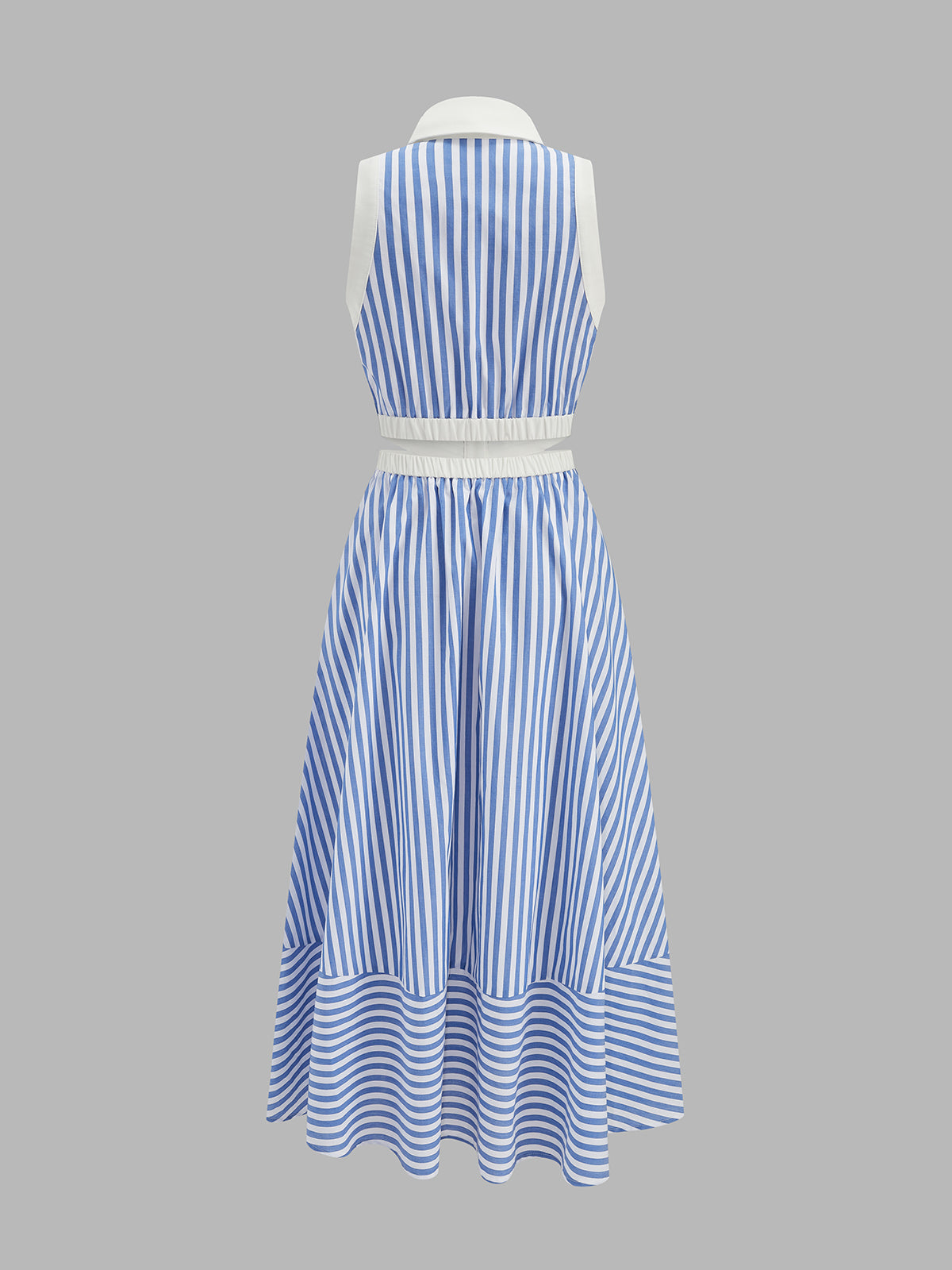 Striped Cut-Out Shirt Midi Dress