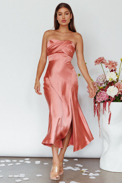 Yvette Wrap Neckline Midi Dress Desert Rose