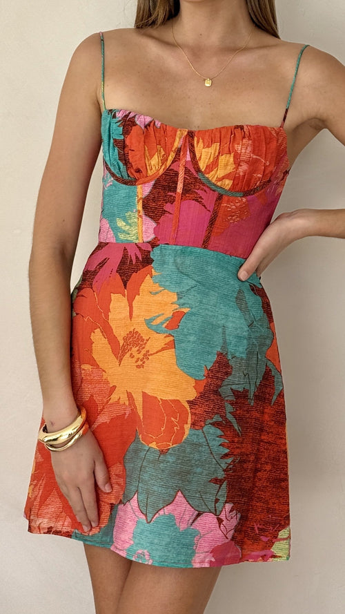 Rochelle Mini Dress - Orange Floral