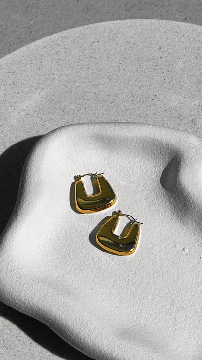 Square Crush Gold Plated Earrings - Gold
