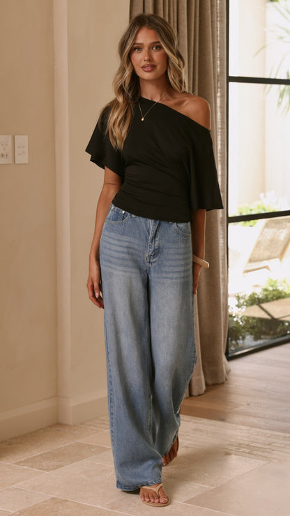 Tarah Straight Leg Jeans - Mid Blue Denim