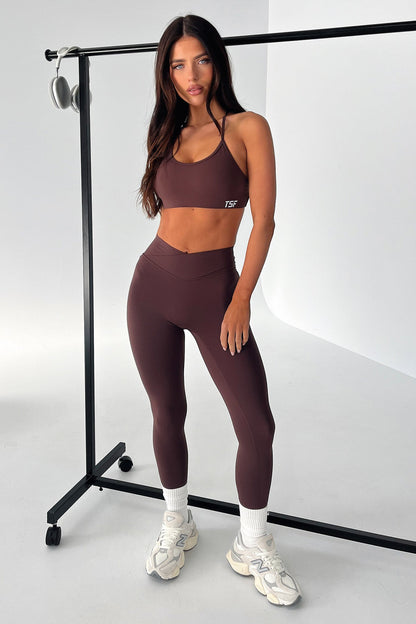 Kamari Open Back Sports Bra - Brown